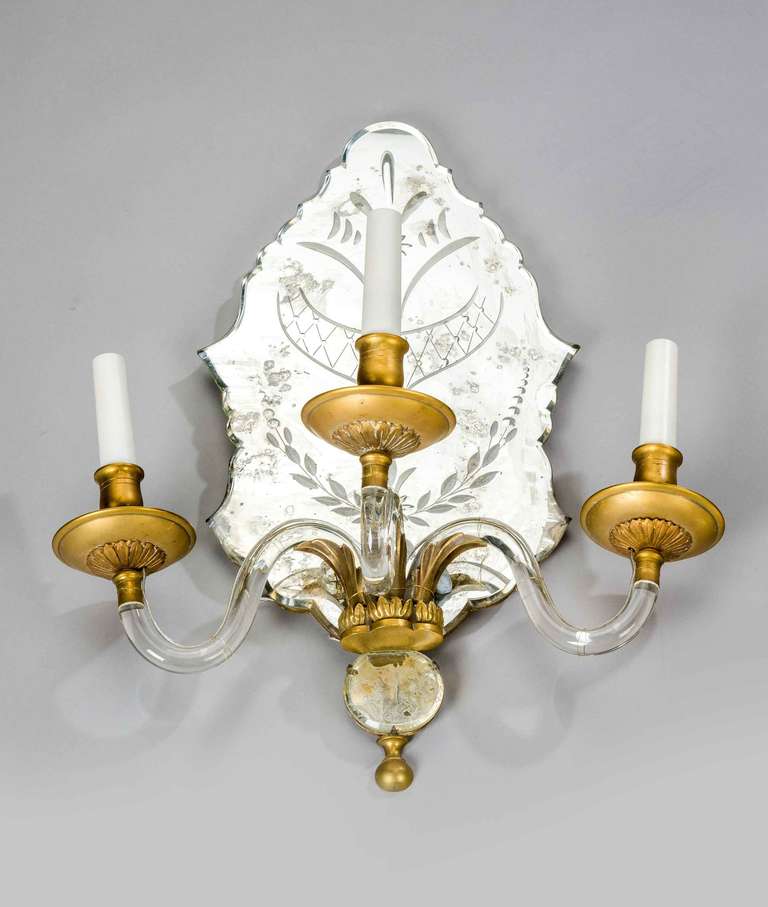 20th Century Pair of Late 19th Century Three-Arm Wall Lights