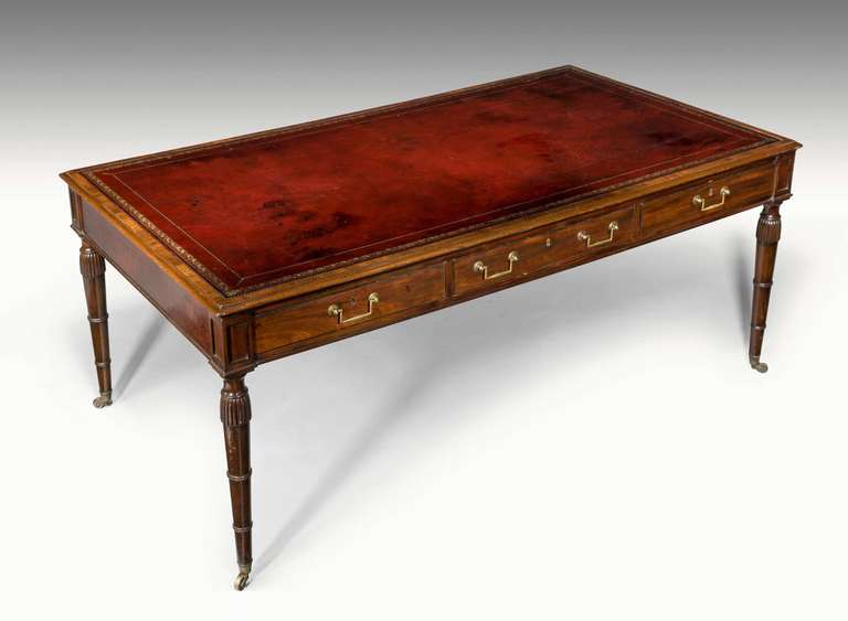 British Early 19th Century Six-Drawer Writing Table by Gillows