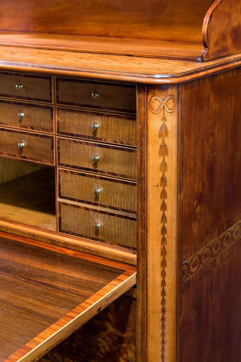18th Century and Earlier 18th Century Satinwood Secrétaire Abattant For Sale