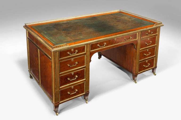 British 19th Century Gillows Pedestal Desk For Sale