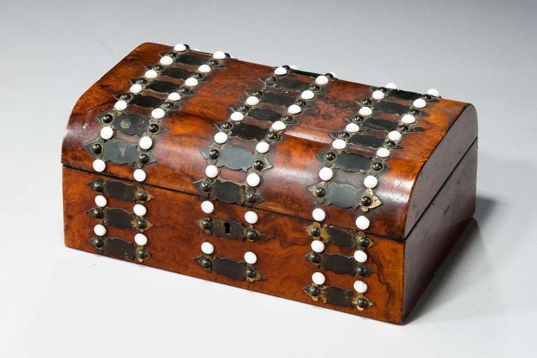 19th century walnut decorated jewelry box.