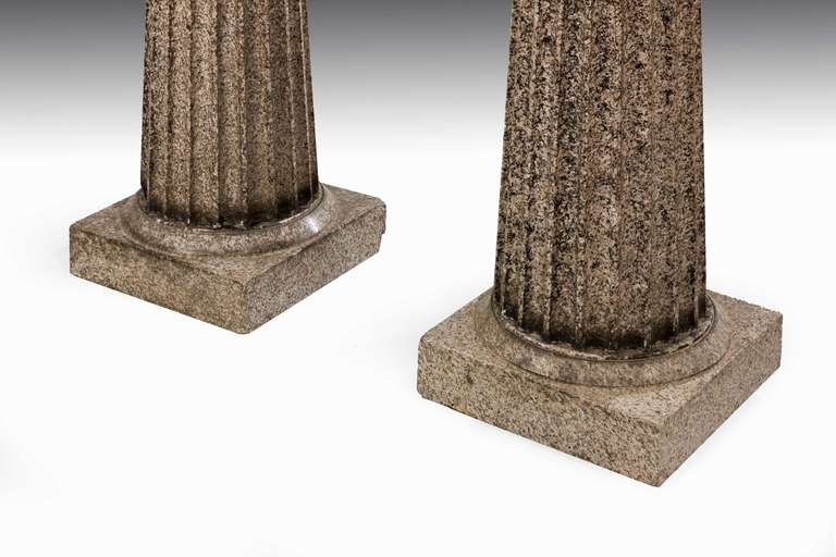 British Pair of Regency Period Granite Column Pedestals