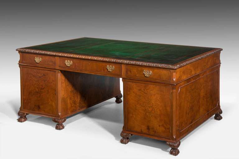 British Late 19th Century Mahogany Partners Desk
