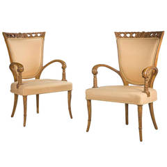 Pair of Early 20th Century Beech Elbow Chairs