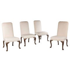 Antique Set of Four Late 19th Century Oak Frame Chairs