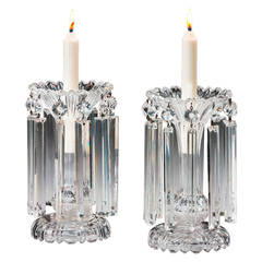 Pair of Mid-19th Century Cut Glass Candlesticks