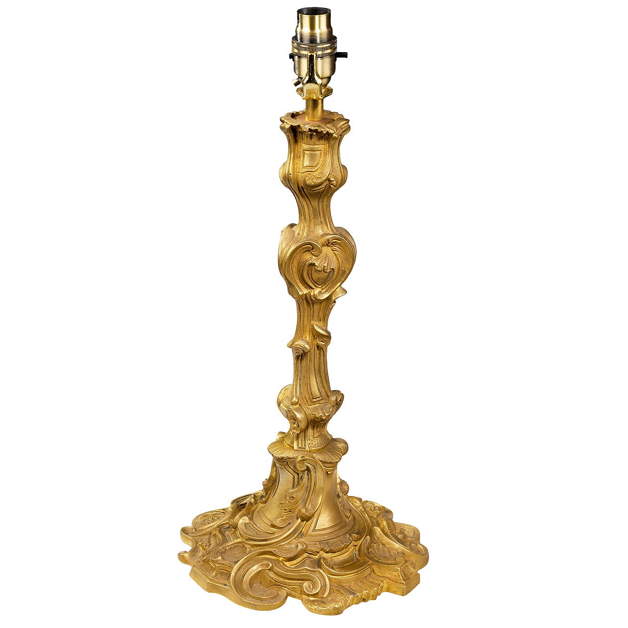 Late 19th century French Gilt Bronze Rococo Lamp For Sale