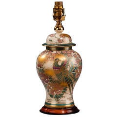 20th century Single Japanese Crackle Ware Vase Lamp