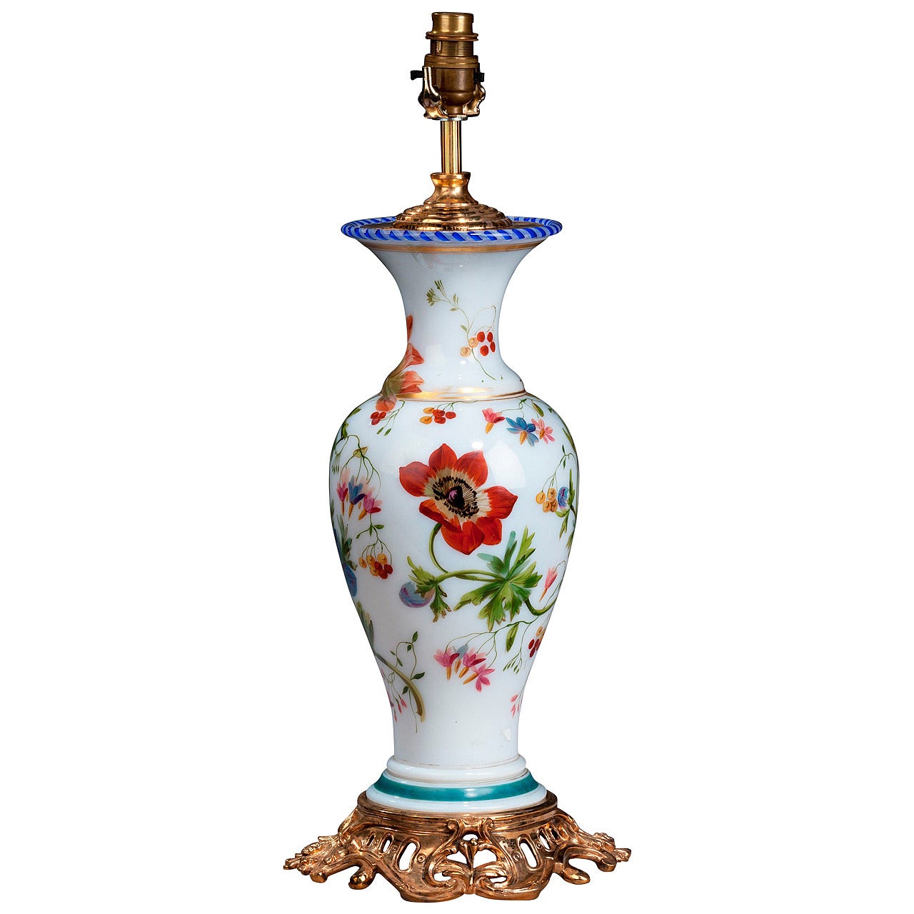 Late 19th century Single Opaline Vase Lamp with Gilt Bronze Mount