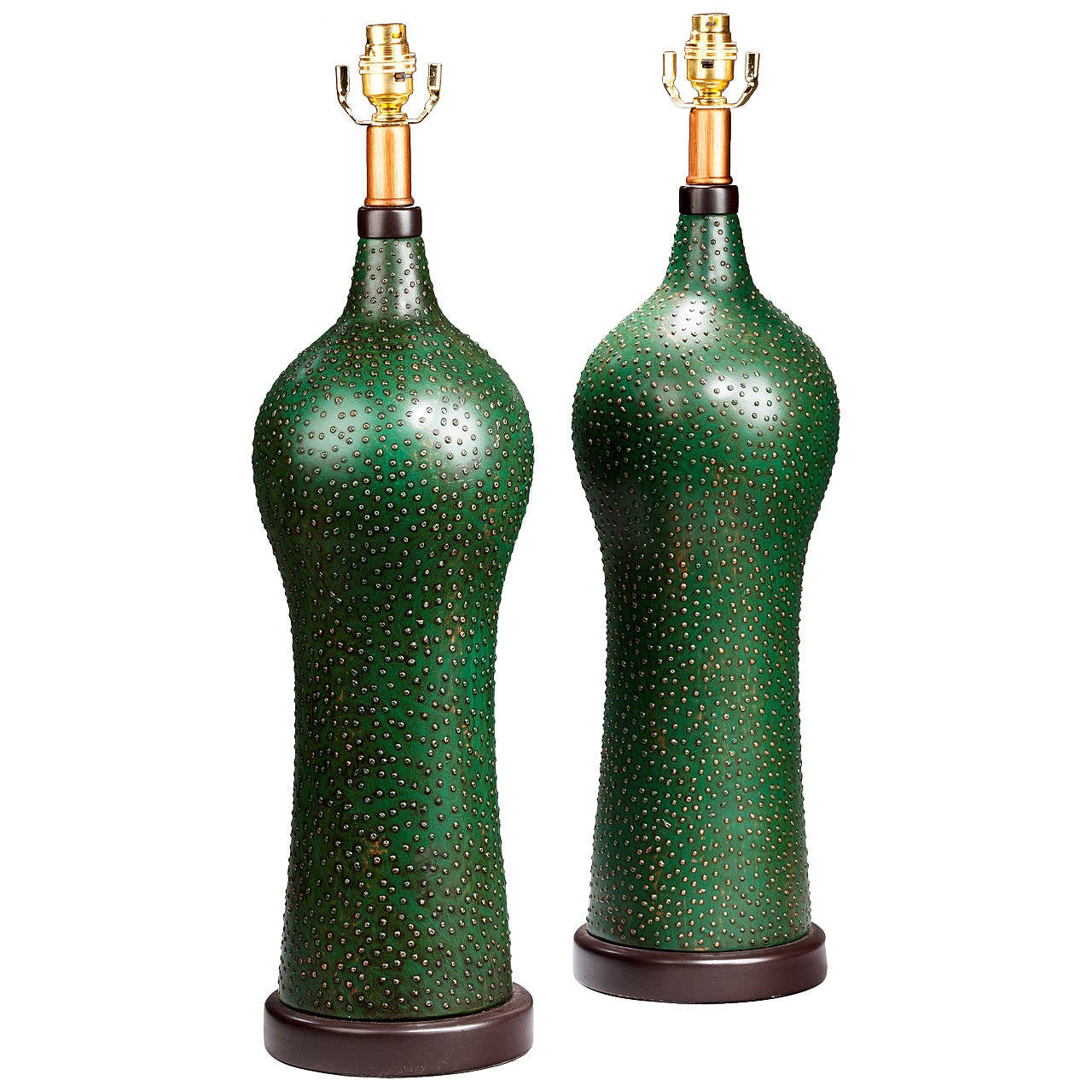 Pair of 'Skin' Decorated Lamps For Sale at 1stdibs