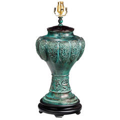 20th century Single Bronzed Archaic Lamp