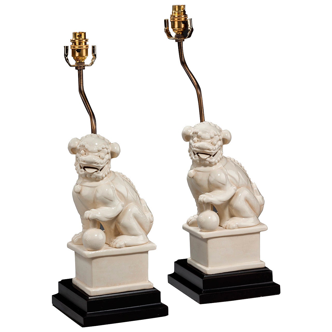 Pair of 20th century Dogs of Foo Lamps