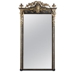 Mid-19th Century Italain Ebonized and Silvered Mirror