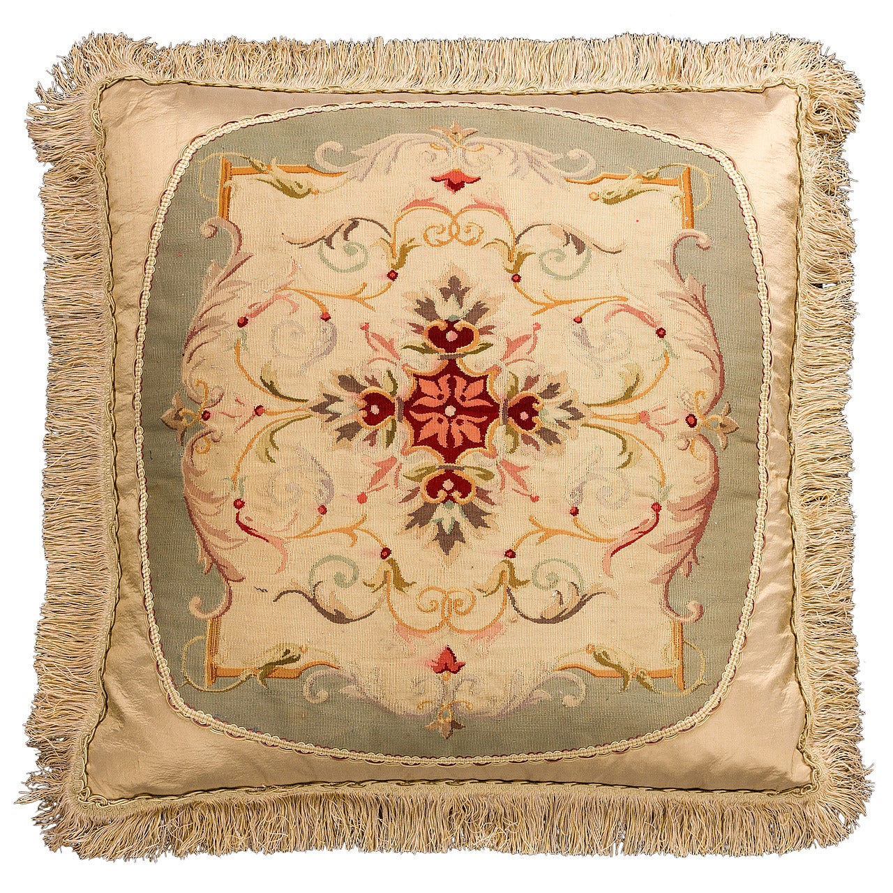 Cushion: 18th Century. Wool with Stylised Framework and Festoons