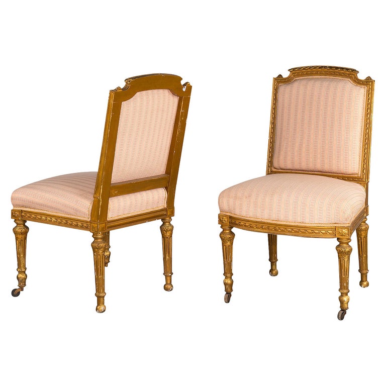Pair of Early 20th Century Giltwood Single Chairs For Sale at 1stDibs