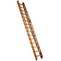19th Century Pine Leaning Library Ladder