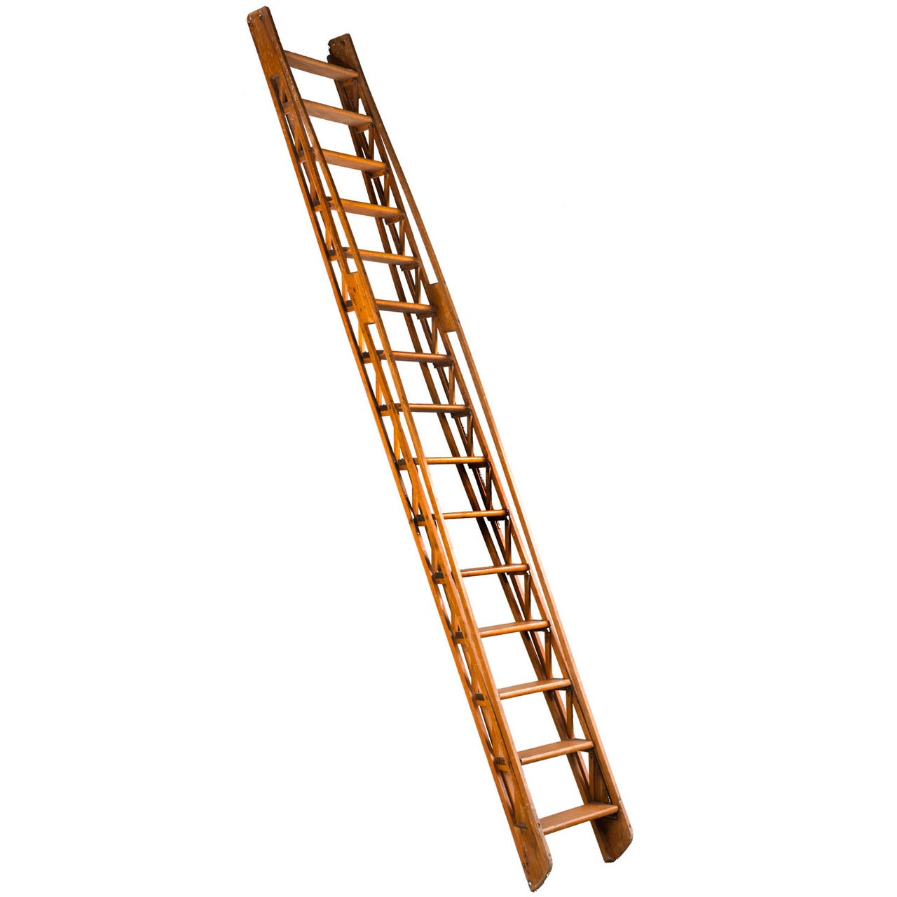 19th Century Pine Leaning Library Ladder