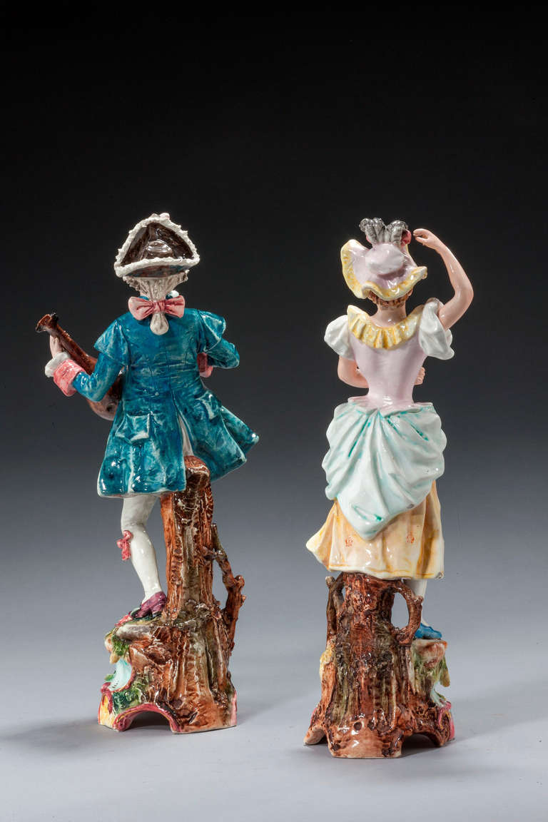 French Pair of Continental Pottery Figures