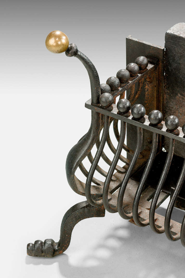 British Late Regency Period Steel and Brass Grate