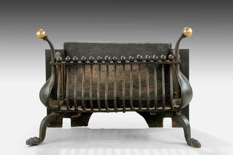 19th Century Late Regency Period Steel and Brass Grate