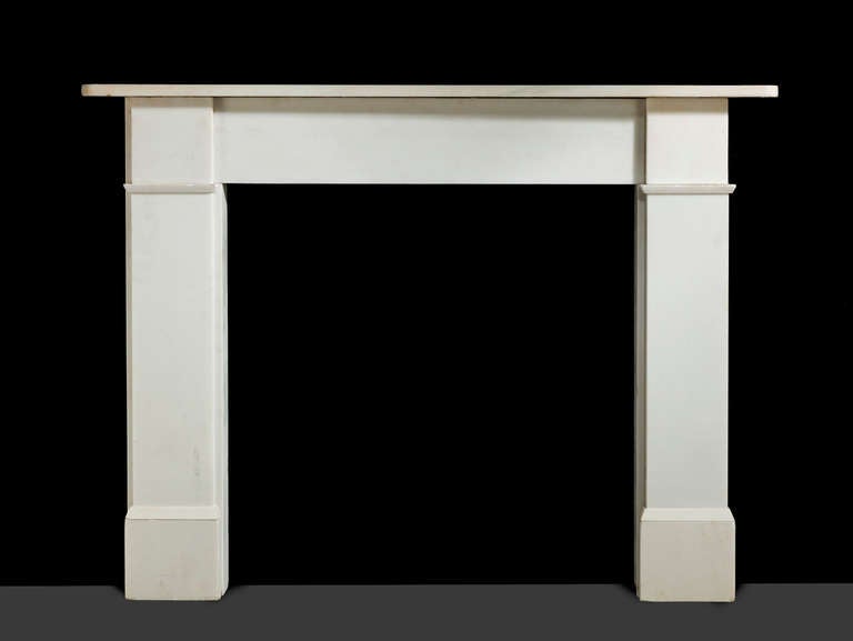 20th century Italian marble fireplace, very simple design, removed from Grafton Street, Mayfair, London.

