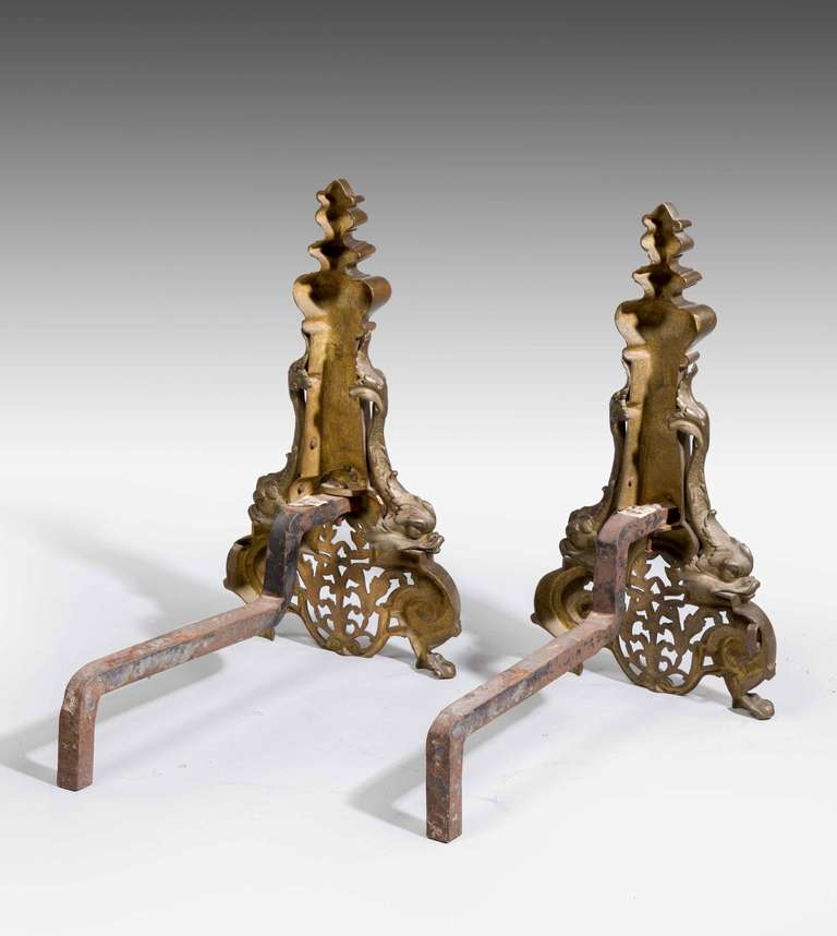 Large Pair of Cast Iron Andirons In Good Condition In Peterborough, Northamptonshire