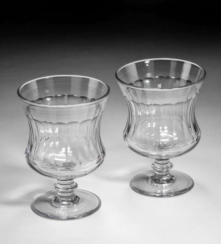 English Pair of George III Period Glass Goblet Vases