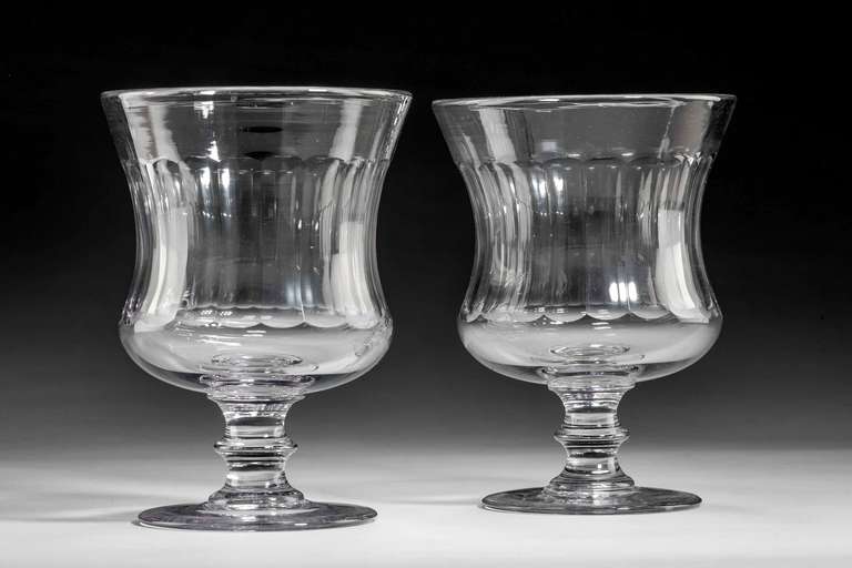Pair of George III Period Glass Goblet Vases In Excellent Condition In Peterborough, Northamptonshire
