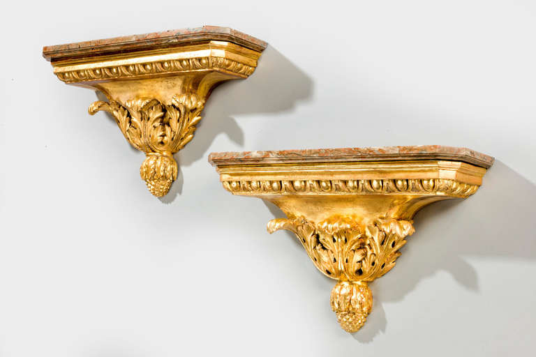 19th Century Pair of Large Giltwood Brackets