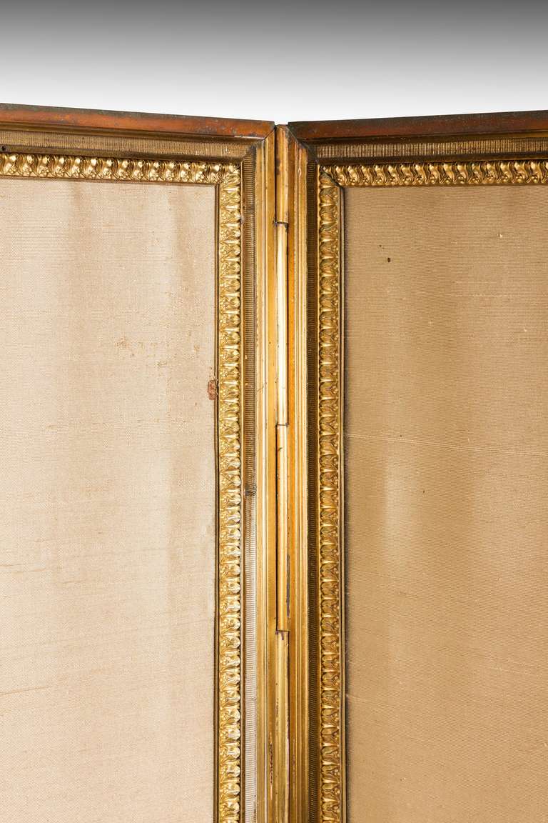 French four-fold screen within a fine gilt bronze frame. Good proportions.

RR.