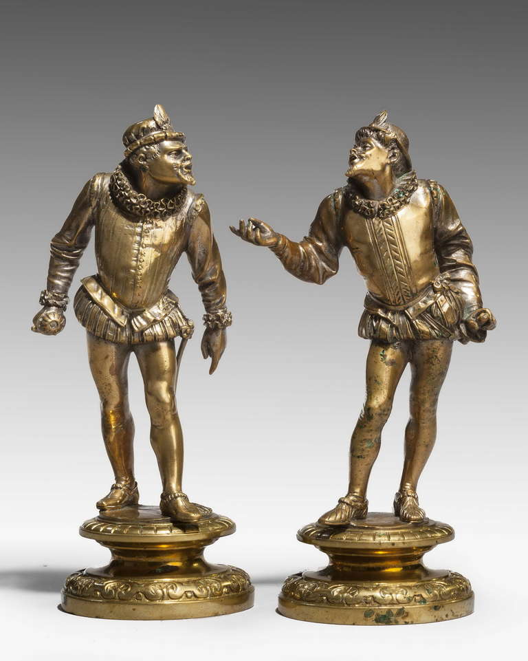 English Pair of French Bronze Court Figures