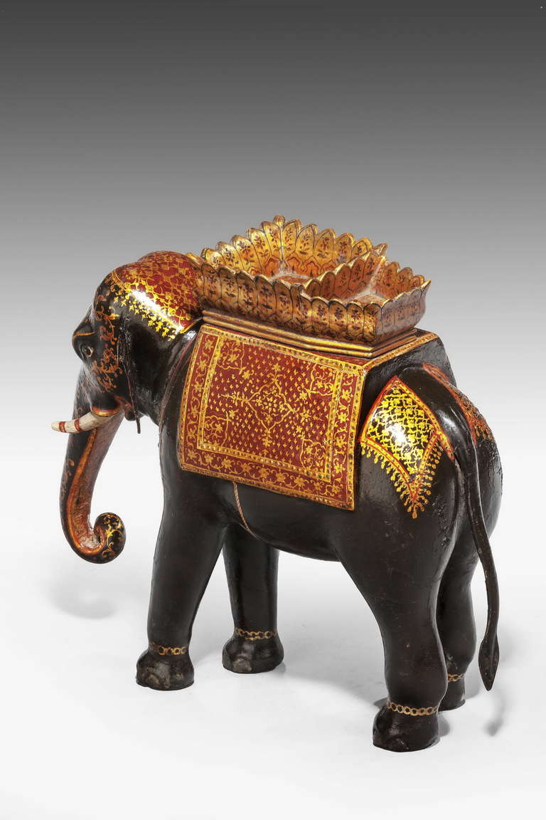 Early 20th Century Polychrome Caparisoned Elephant 1