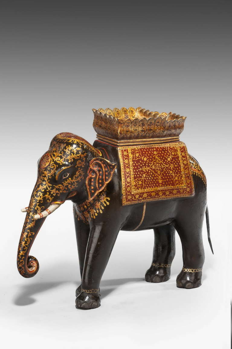 English Early 20th Century Polychrome Caparisoned Elephant
