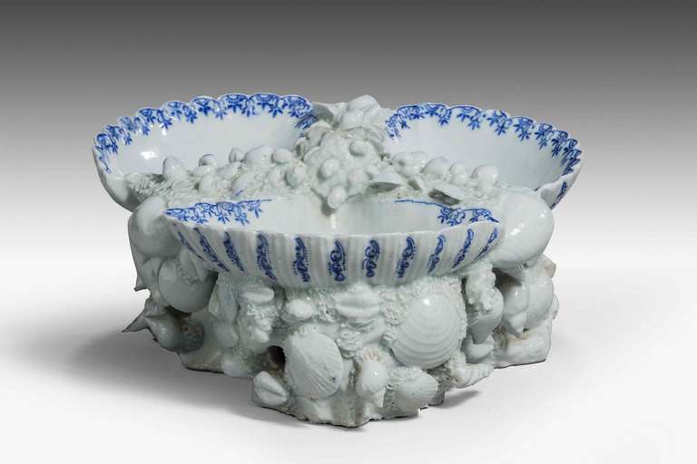 French 18th Century Blue and White Shell Dish
