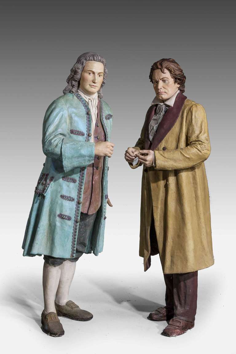19th Century Polychrome Figures of Moazart and Beethoven