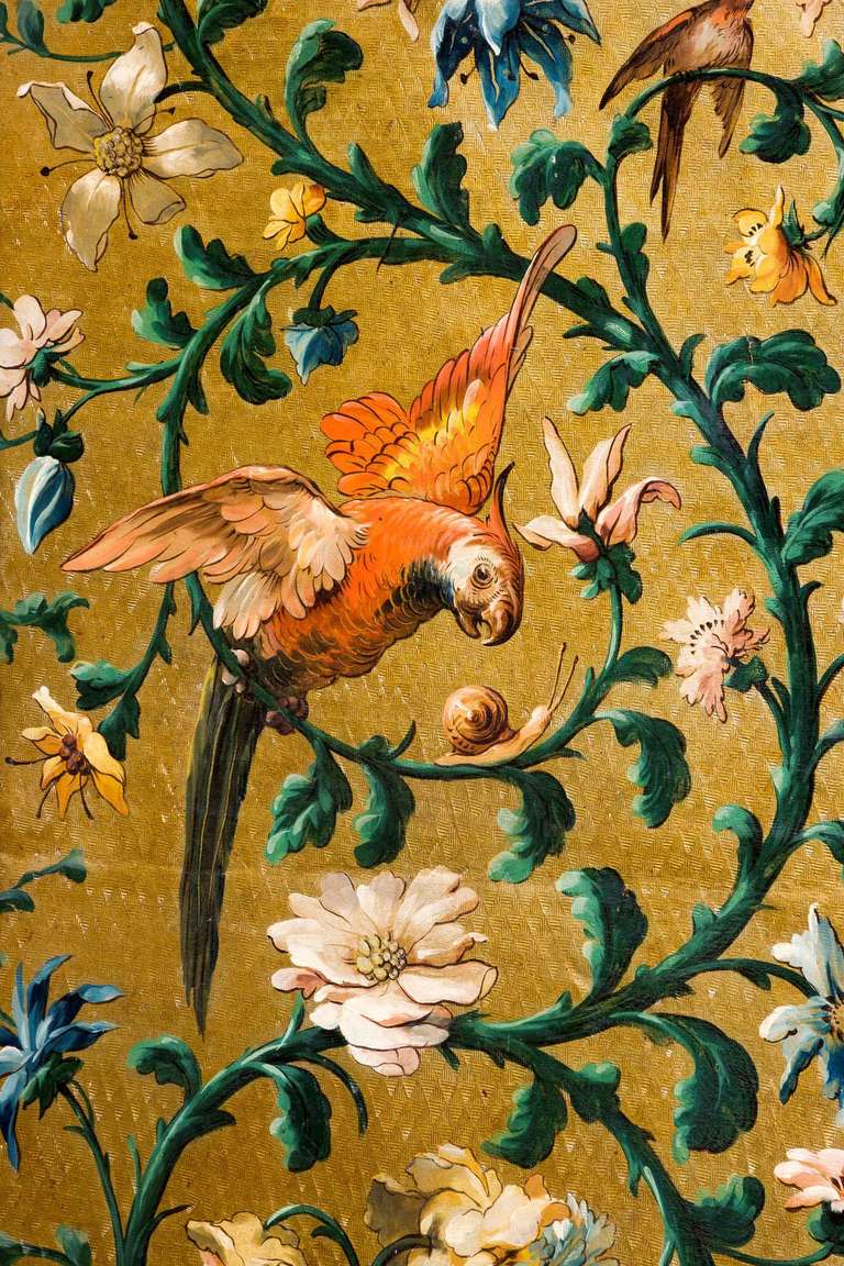 Fine 19th Century Gold Ground Four Fold Screen 1