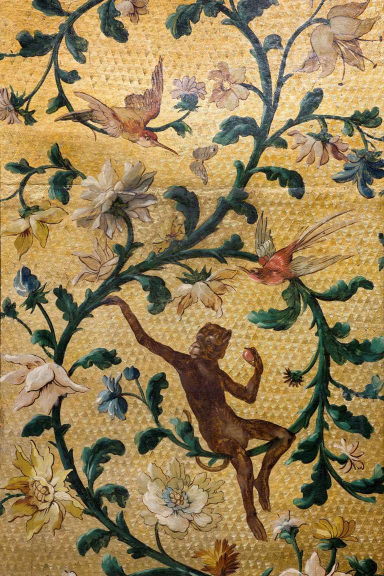 Fine 19th Century Gold Ground Four Fold Screen 4
