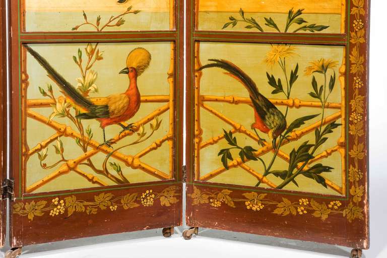 Fine 19th Century Four Fold Panel Screen In Good Condition In Peterborough, Northamptonshire