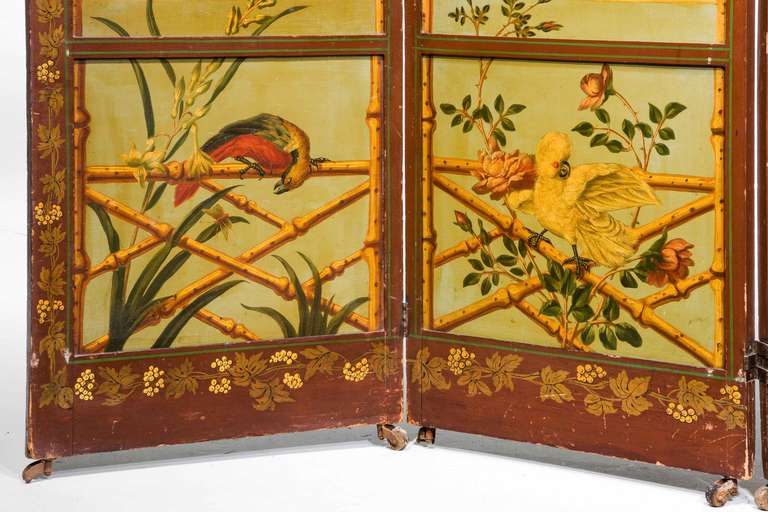 Fine 19th Century Four Fold Panel Screen 1