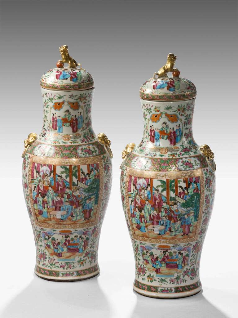 Pair of 19th Century Cantonese Vases