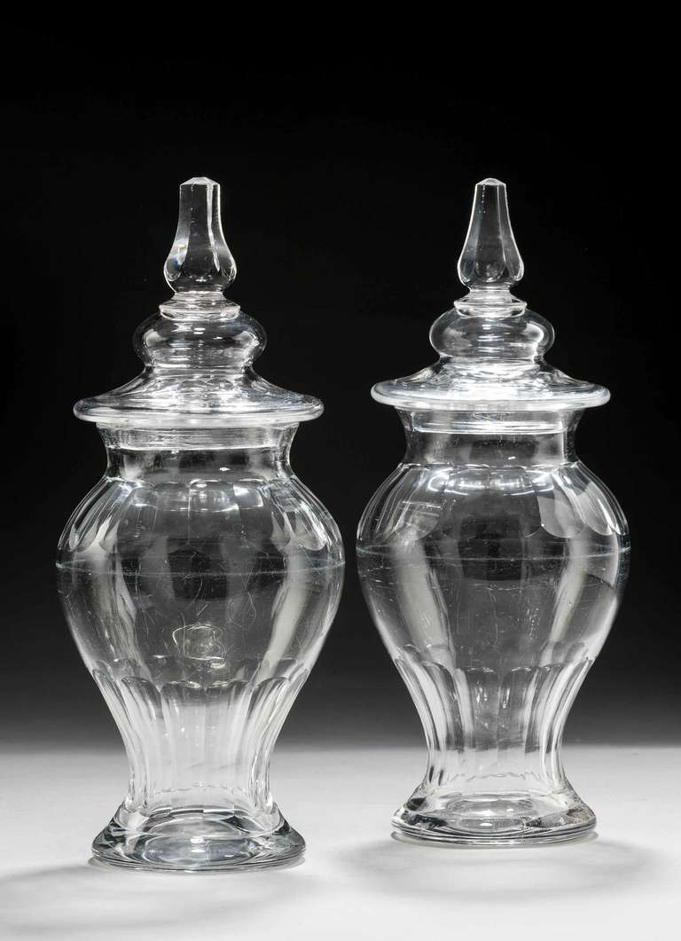 British Pair of George III Period Lidded Sweetmeat Jars