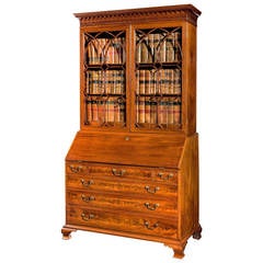 Chippendale Period Mahogany Bureau Bookcase