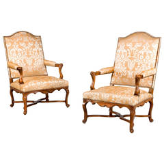 Pair of Louis XIV Open Armchairs 9