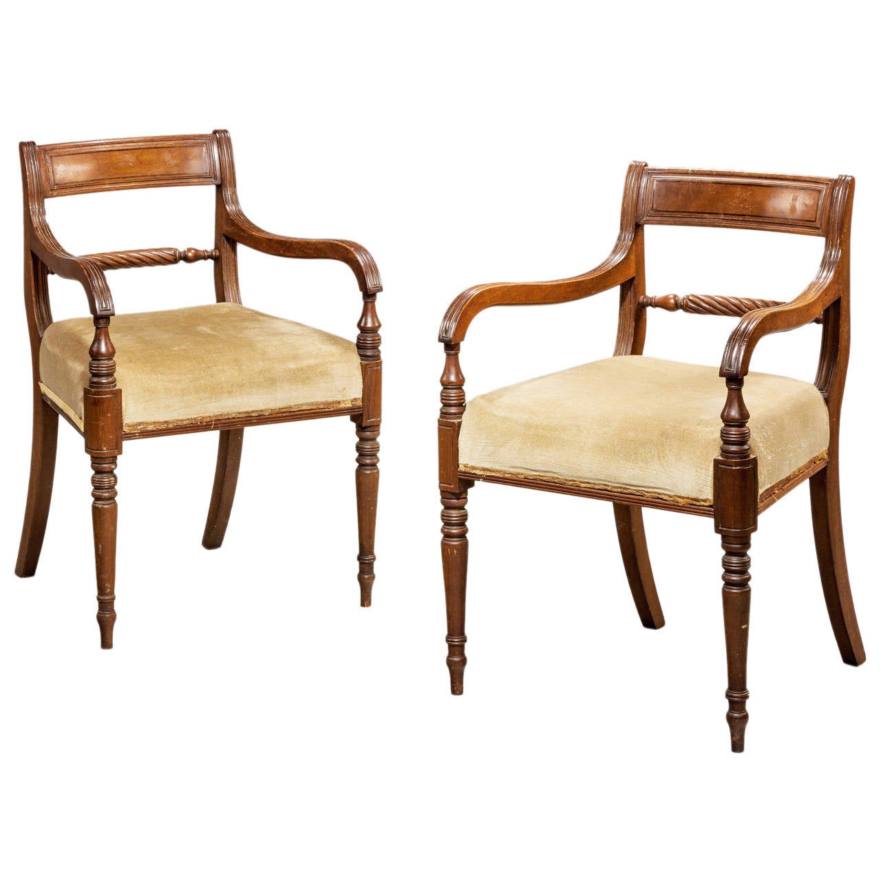 Pair of Regency Period Elbow Chairs For Sale at 1stdibs