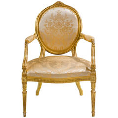 George III Giltwood Elbow Chair
