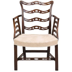 Late 19th Century Mahogany Frame Elbow Chair 10