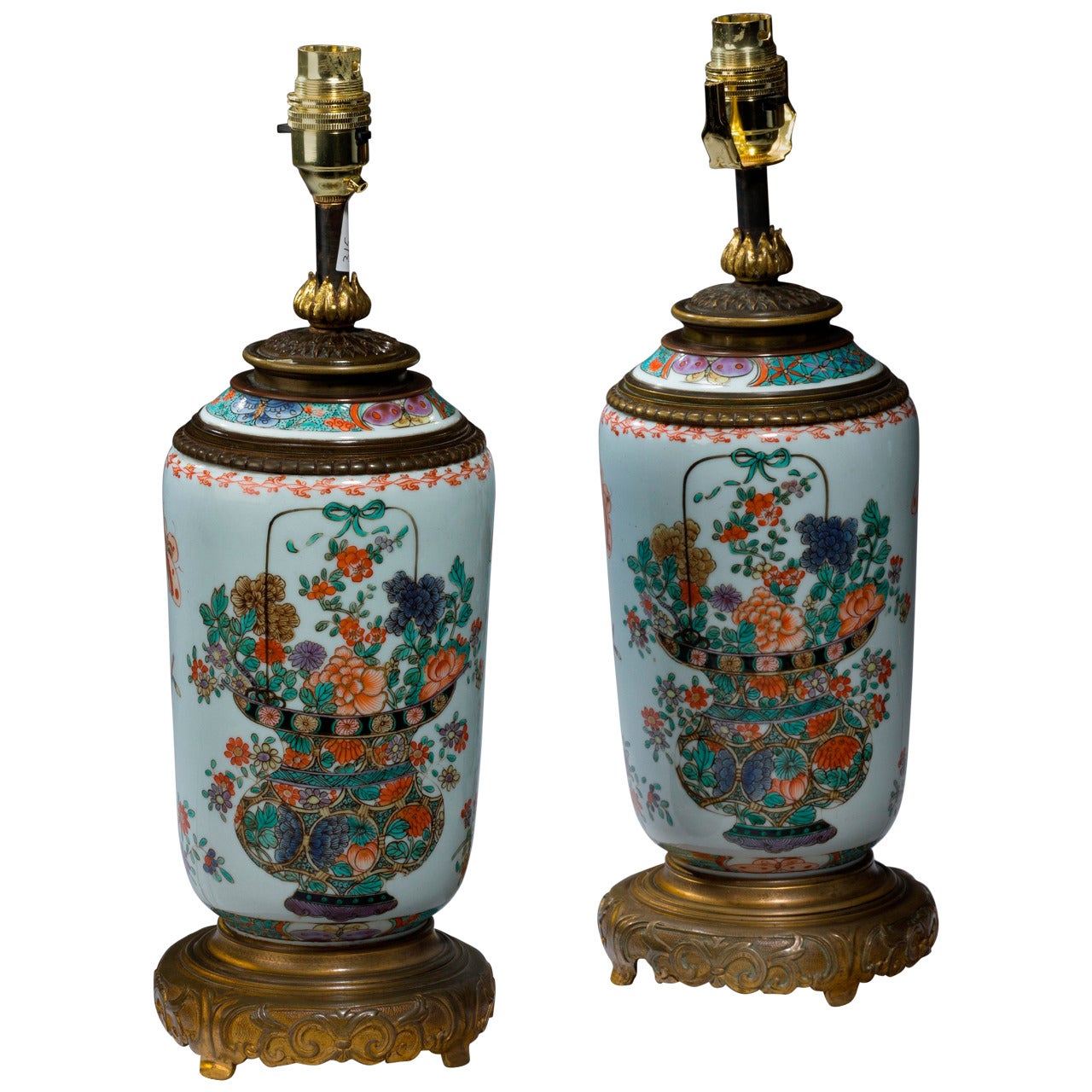 Pair of late 19th century Cantonese Porcelain Vases Lamps