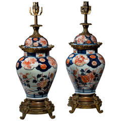 Paar japanische Vasenlampen aus Imari