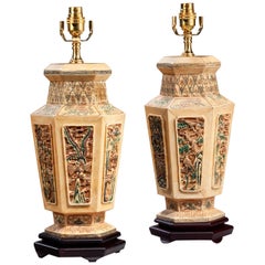 Pair of Ivorina Hexagonal Lamps