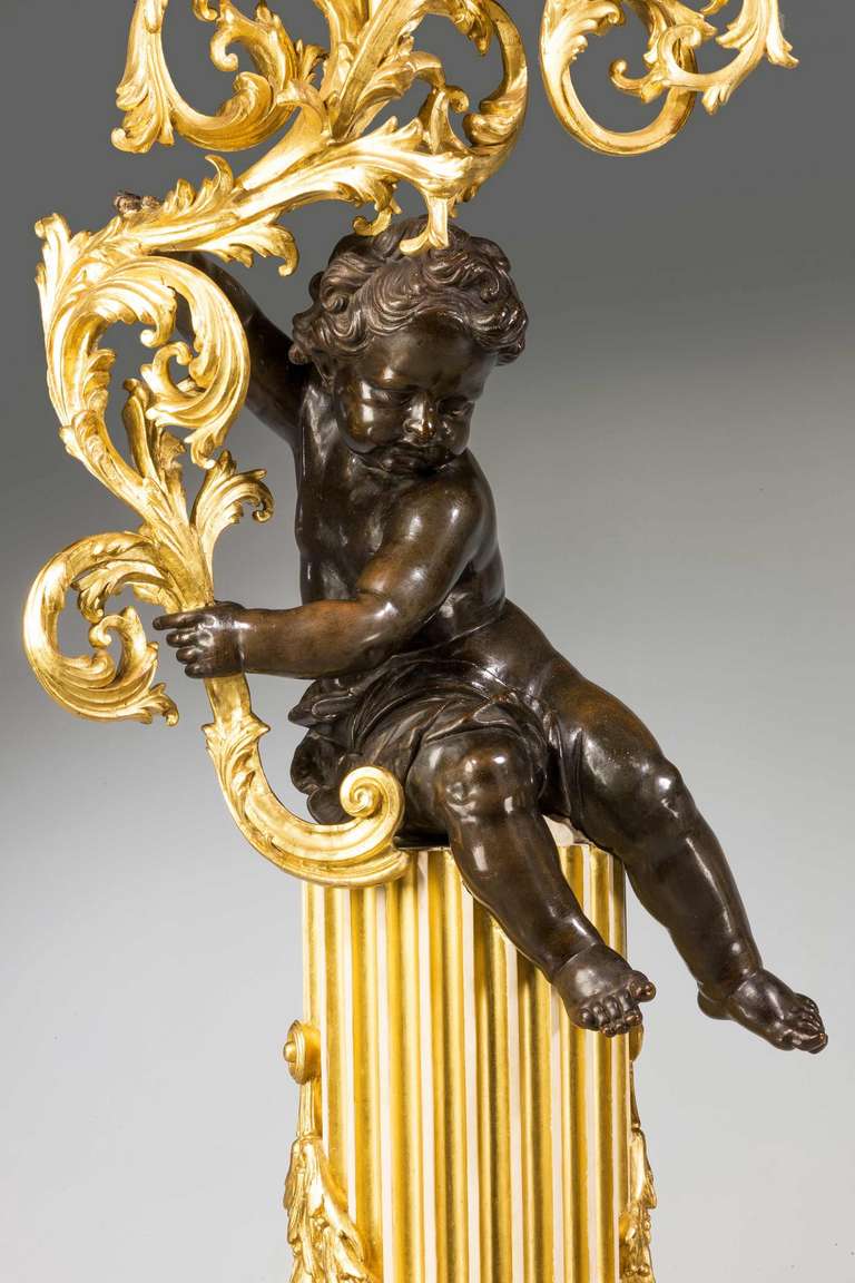 Ormolu Pair of 19th Century Cold Cast Gilt Bronze Putti